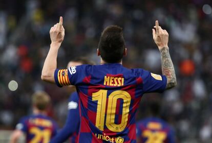 Messi celebra el gol. 