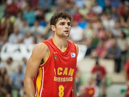 Neto, durante un partido con el UCAM Murcia.