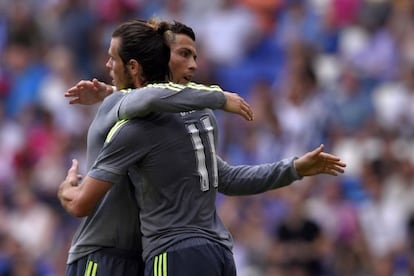 Cristiano y Bale celebran uno de los goles del portugu&eacute;s. 