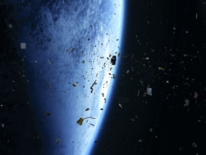 Earth is surrounded by hundreds of thousands of space debris particles.