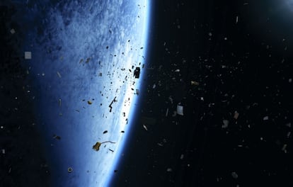 Earth is surrounded by hundreds of thousands of space debris particles.