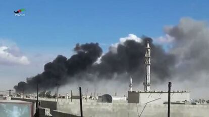 Fragmento de un vídeo que muestra un ataque ruso en Homs.