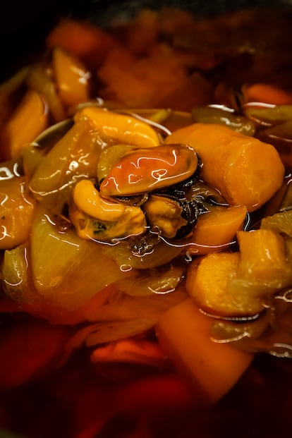 Mejillones en escabeche del Pampín.