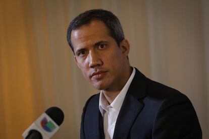 Juan Guaidó durante una rueda de prensa en Miami, el pasado jueves.