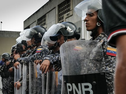 Membros da polícia da Venezuela, em Caracas, em 2018.