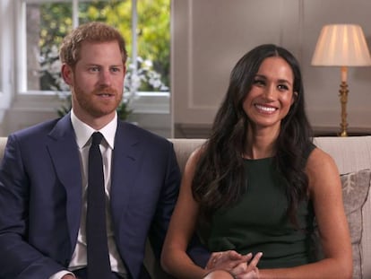 O príncipe Harry e a atriz Meghan Markle, no dia em que anunciaram o noivado.