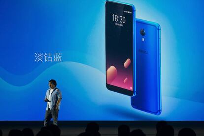 El vicepresidente de Meizu, Li Nan, durante la presentaci&oacute;n del M6s en Pek&iacute;n.