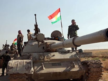 Tropas curdas durante uma operação contra o EI no Iraque.