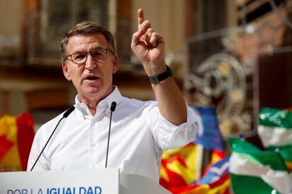 Alberto Núñez Feijóo, durante su intervención en Málaga.