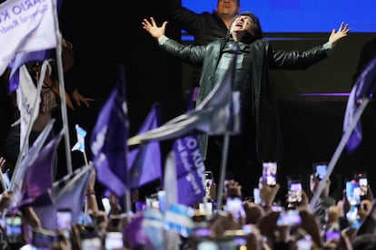 El presidente argentino Javier Milei en un mitin previo a las elecciones para legisladores provinciales de Buenos Aires, este 3 de septiembre.