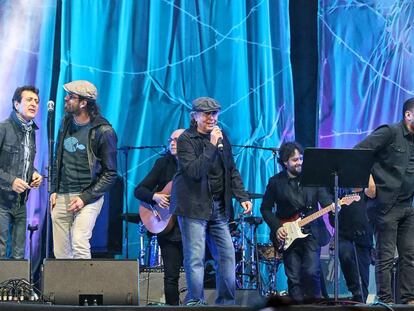 Un momento del concierto a favor de la acogida de refugiados el pasado sábado en Barcelona.