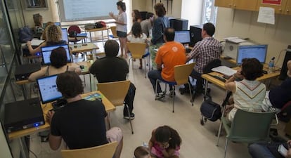 Una clase de la lanzadera de Castro Urdiales, la semana pasada.