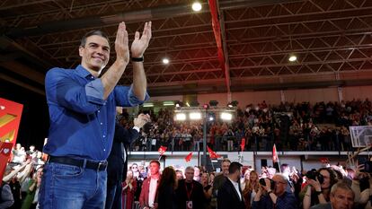 Spain's Prime Minister Pedro Sanchez attends an event in support of Socialist candidate (PSC) for Catalan elections Salvador Illa, in Sant Boi de Llobregat, near Barcelona, Spain, May 2, 2024. REUTERS/Albert Gea