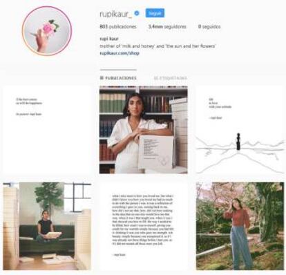 Perfil en Instragram de la escritora Rupi Kaur.