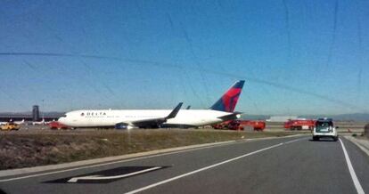 El B-767 de la compañía Delta Airlines siniestrado el jueves en Barajas.