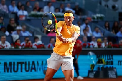 Nadal en el partido de cuartos de final del Mutua Madrid Open 2018