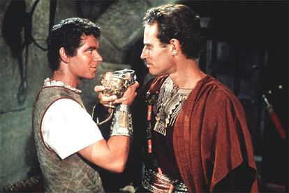 Charlton Heston y Stephen Boyd, en <i>Ben-Hur.<i>