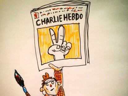 Ilustra&ccedil;&atilde;o do argentino Liniers em apoio &agrave; revista Charlie Hebdo.