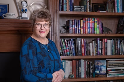 A promotional portrait of writer Charlaine Hairris, at her home in Texas in 2023.