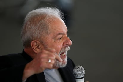 El expresidente brasileño Lula da Silva, durante un acto con el Sindicato de Metalúrgicos en São Bernardo do Campo, este 29 de enero.