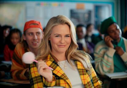 This photo provided by Rakuten Rewards shows Alicia Silverstone in a scene from Rakuten Rewards 2023 Super Bowl NFL football spot.