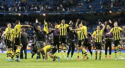 Los jugadores del Borussia Dortmund celebran la clasificación para la final de la Champions