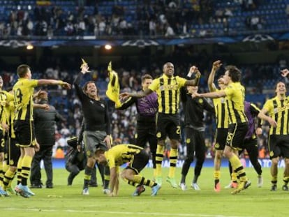 Los jugadores del Borussia Dortmund celebran la clasificación para la final de la Champions