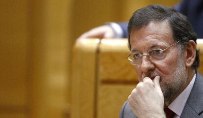 El presidente Mariano Rajoy, durante la última sesión de control al Gobierno en el Senado.