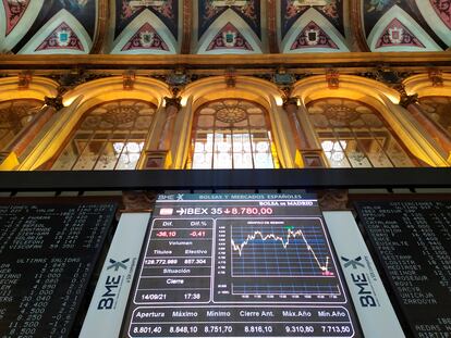 Patio de operaciones de la Bolsa de Madrid.