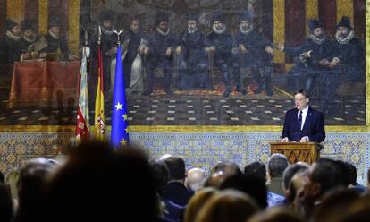 El presidente de la Generalitat, Ximo Puig, durante el acto institucional del 9 d'Octubre el año pasado.