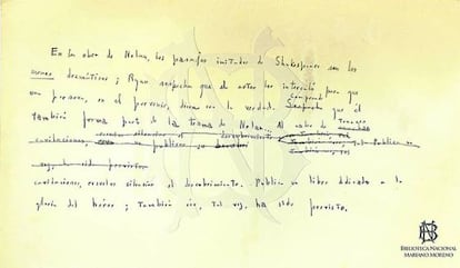 Manuscrito inédito de Borges.