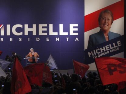 Bachelet durante el acto en el que ha sido proclamada precandidata. 