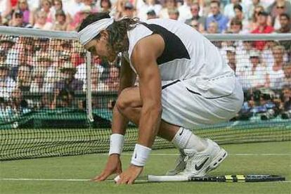 Nadal se lamenta tras un fallo.