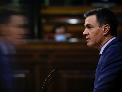 Pedro Sánchez comparece en el Congreso de los Diputados, el pasado 30 de marzo.