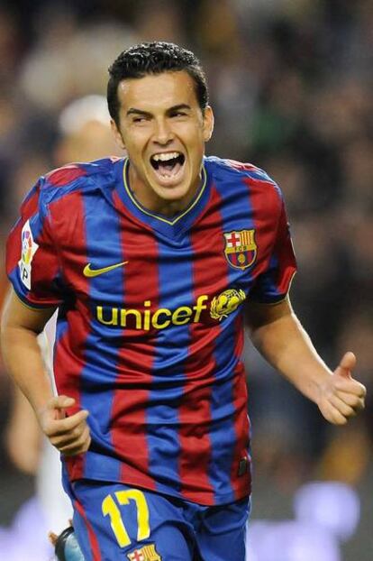 Pedro celebra un gol.