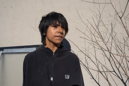 Portrait of Govinda Martínez, 15 years old, next to her house in Rosarito (Baja California, Mexico).