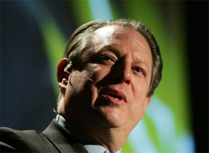 Al Gore, en la conferencia que ha ofrecido hoy en Madrid.