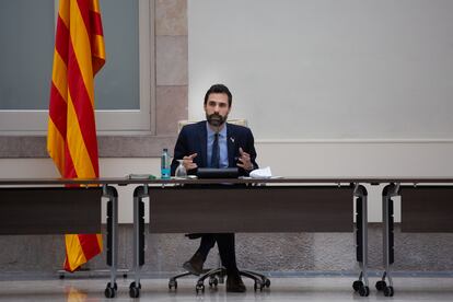 El presidente del Parlament de Cataluña, Roger Torrent, durante una reunión celebrada el 4 de diciembre.