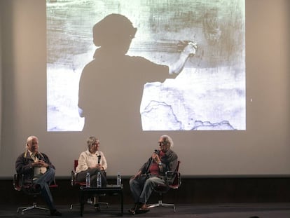 Carlos Pérez Siquier, Laura Terré y Ramón Masats (de izquierda derecha), el miércoles en su charla en el Museo Reina Sofía.