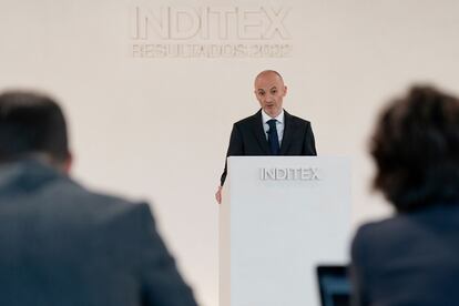 Oscar Garcia Maceiras, consejero delegado de Inditex, en la rueda de prensa de presentación de resultados anuales.