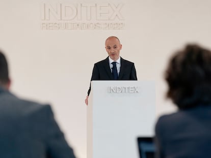 Oscar Garcia Maceiras, consejero delegado de Inditex, en la rueda de prensa de presentación de resultados anuales.