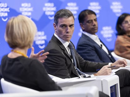 Pedro Sánchez, en una sesión del foro económico de Davos.