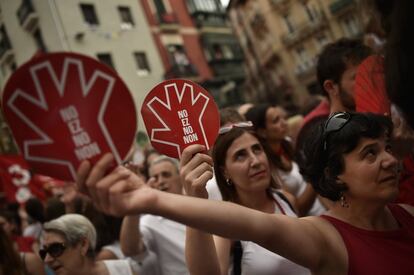 Protesta contra las agresiones sexuales en Pamplona, el 7 de julio de 2016.