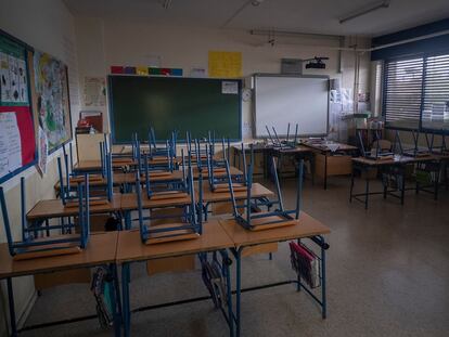 Una escuela vacía durante el estado de alarma.