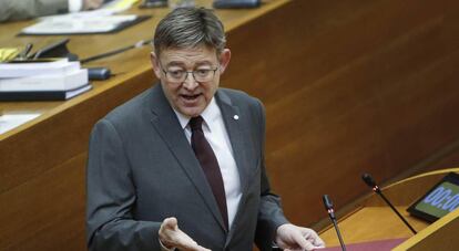 El presidente de la Generalitat, Ximo Puig, durante su intervención en las Cortes Valencianas.