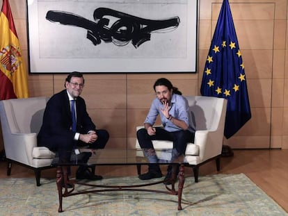 Encuentro entre Mariano Rajoy y Pablo Iglesias en el Congreso de los Diputados.