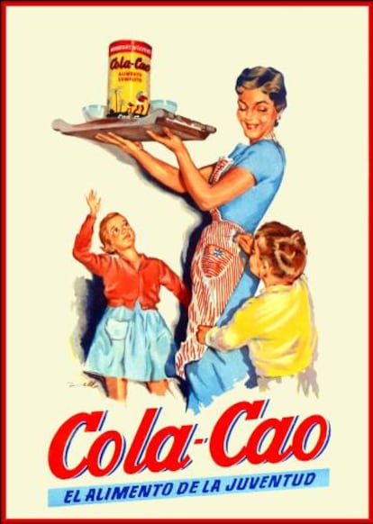 Versión a color del primer cartel publicitario usado en una campaña de Cola Cao, en 1946.