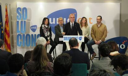 Duran Lleida durante su comparecencia este domingo en la sede de Unió.