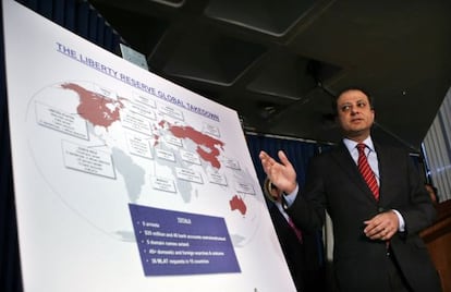 Federal prosecutor Preet Bharara descibes charges against Liberty Reserve.