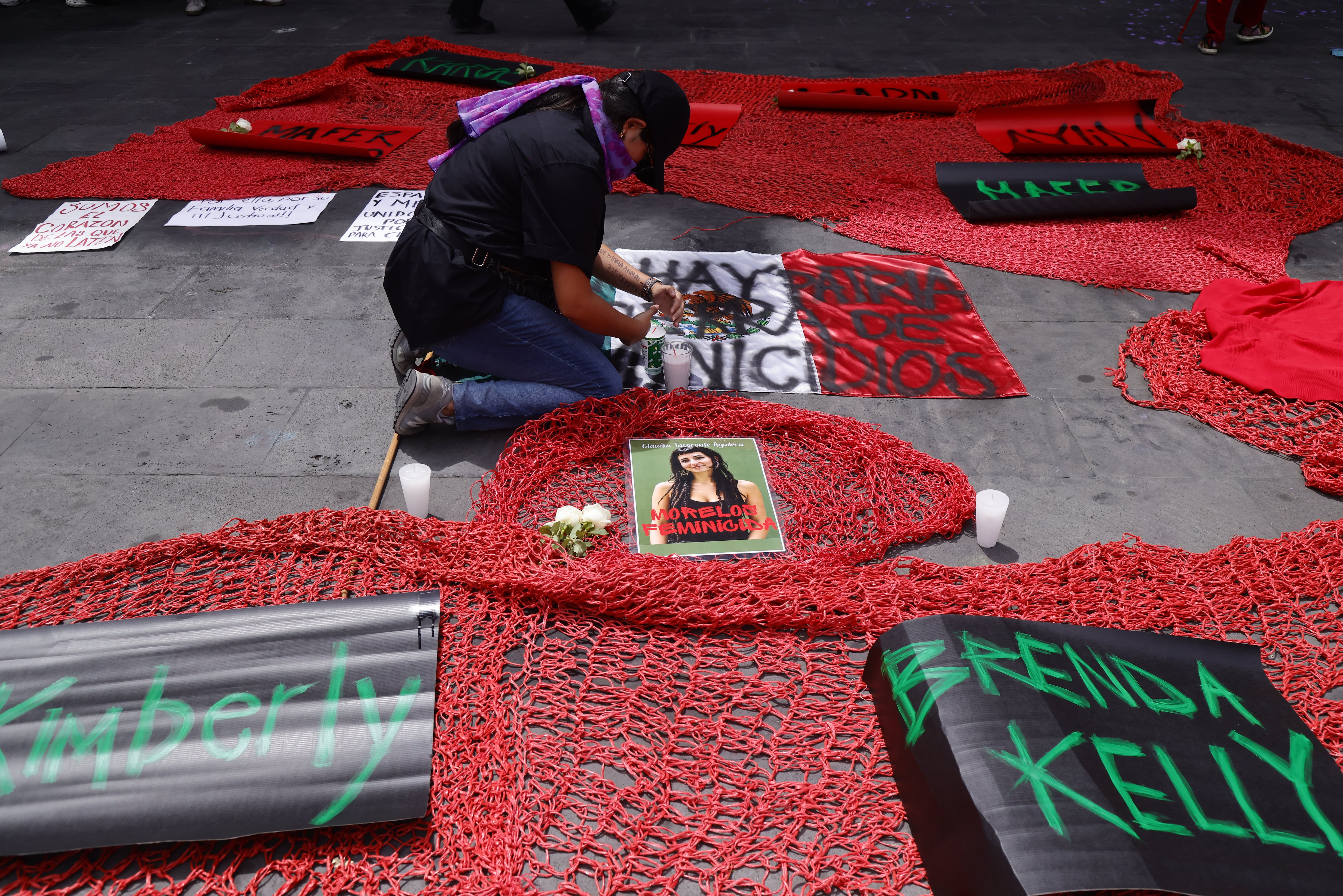 Un homenaje a Claudia Tacoronte en una protesta por su feminicidio, en Cuernavaca, Morelos (México), el 15 de septiembre 2026.